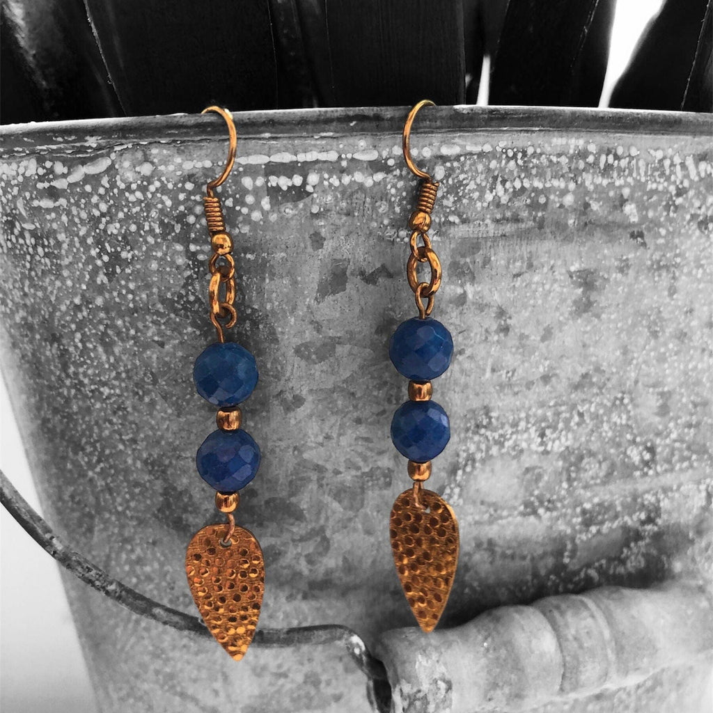 Blue Agate Gold Plated Dangle Earrings Silver Chamber Jewellery Store