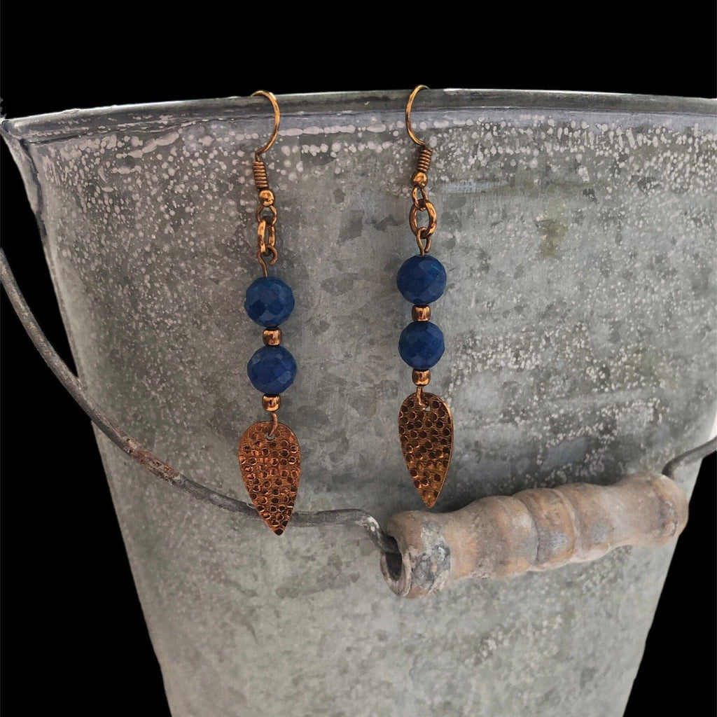 Blue Agate Gold Plated Dangle Earrings Silver Chamber Jewellery Store