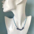 Blue and White Beaded Lapis Lazuli Choker Necklace