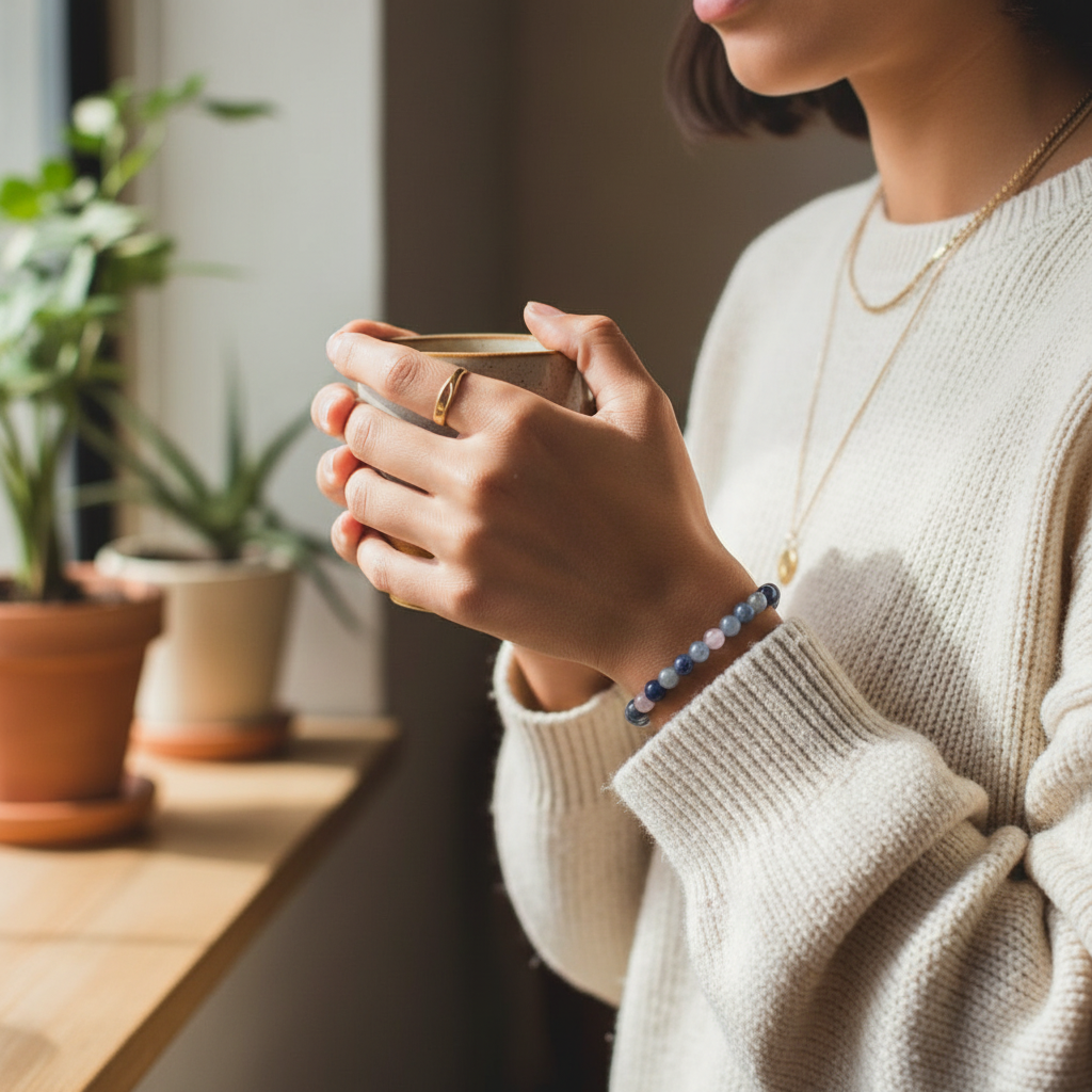 Blue Aventurine and Rose Quartz Beaded Bracelet