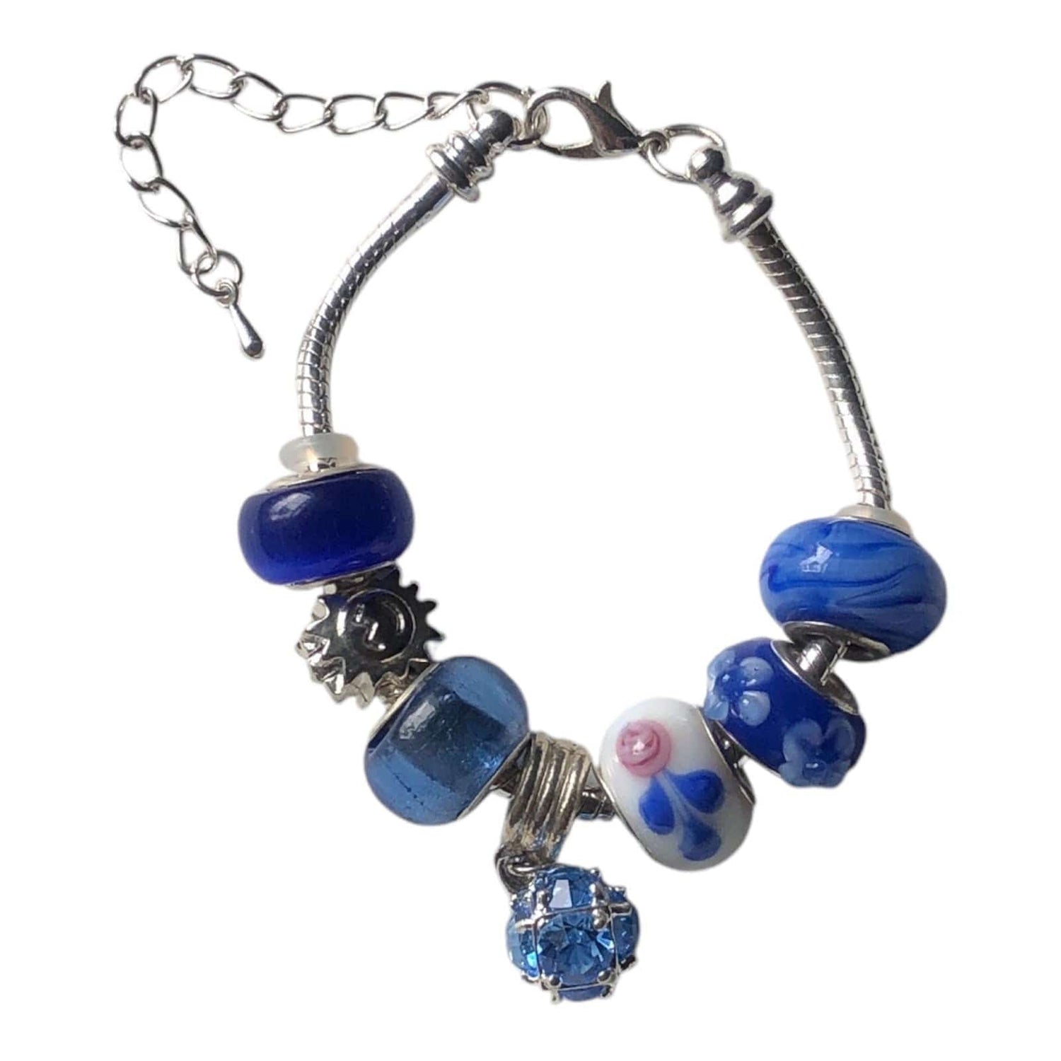 Blue Charm Bracelet With Rhinestones Silver Chamber Jewellery Store