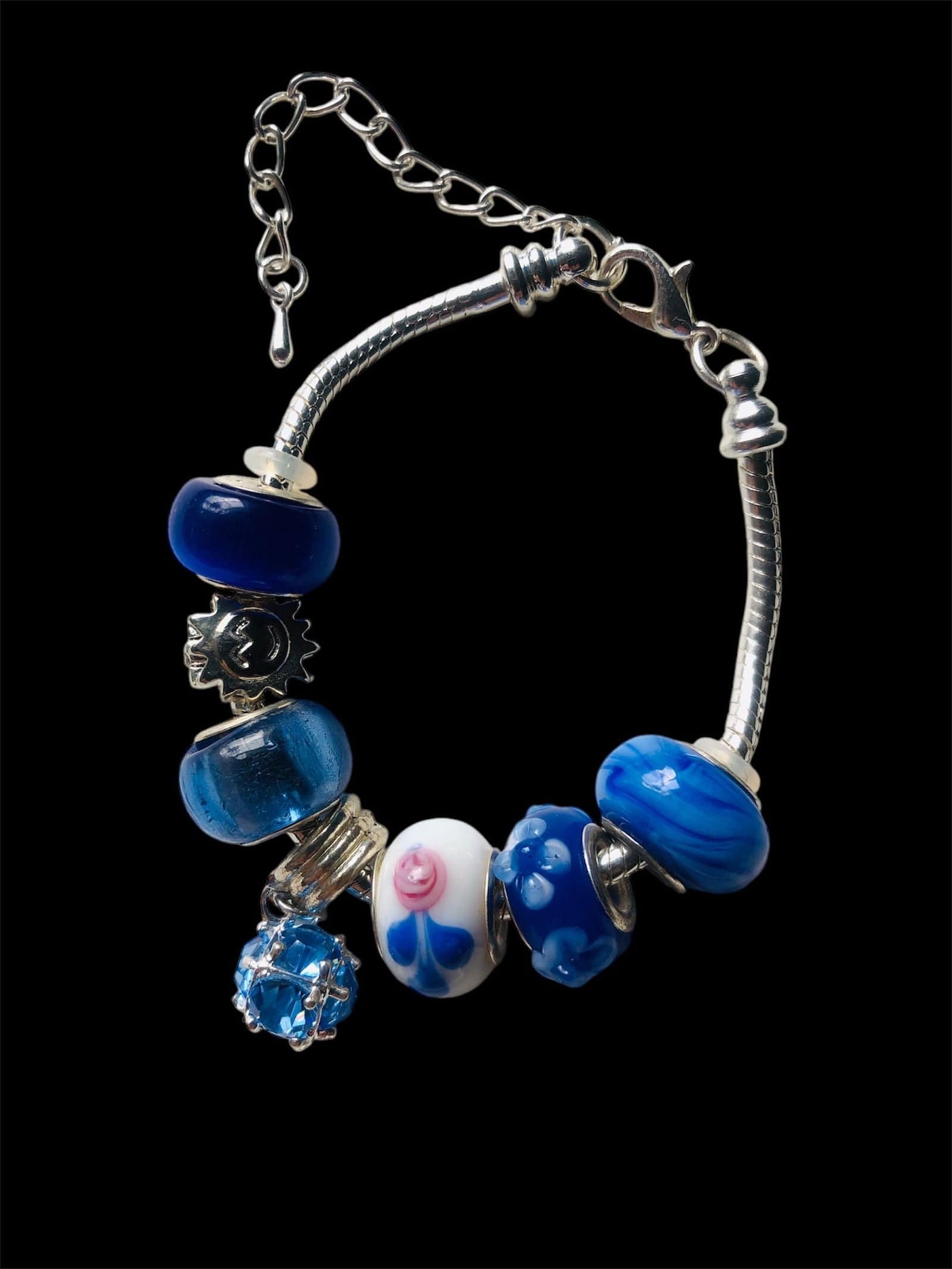 Blue Charm Bracelet With Rhinestones Silver Chamber Jewellery Store