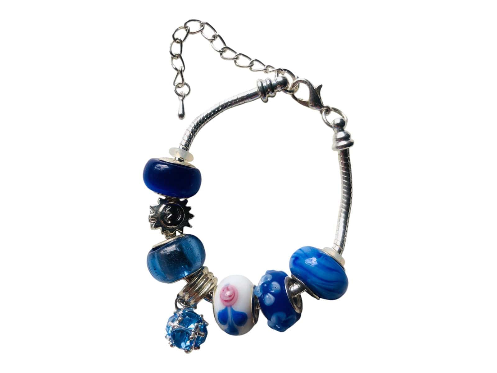 Blue Charm Bracelet With Rhinestones Silver Chamber Jewellery Store