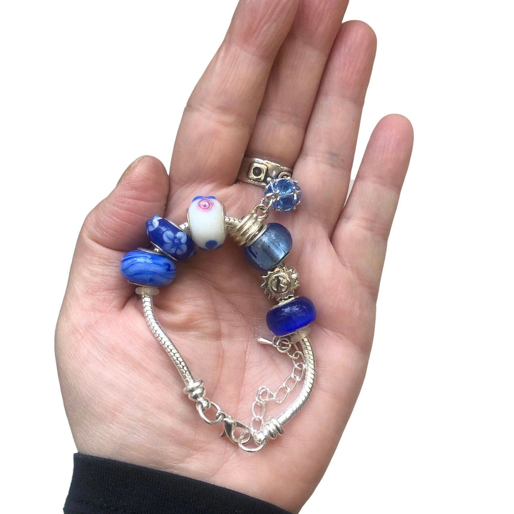 Blue Charm Bracelet With Rhinestones Silver Chamber Jewellery Store