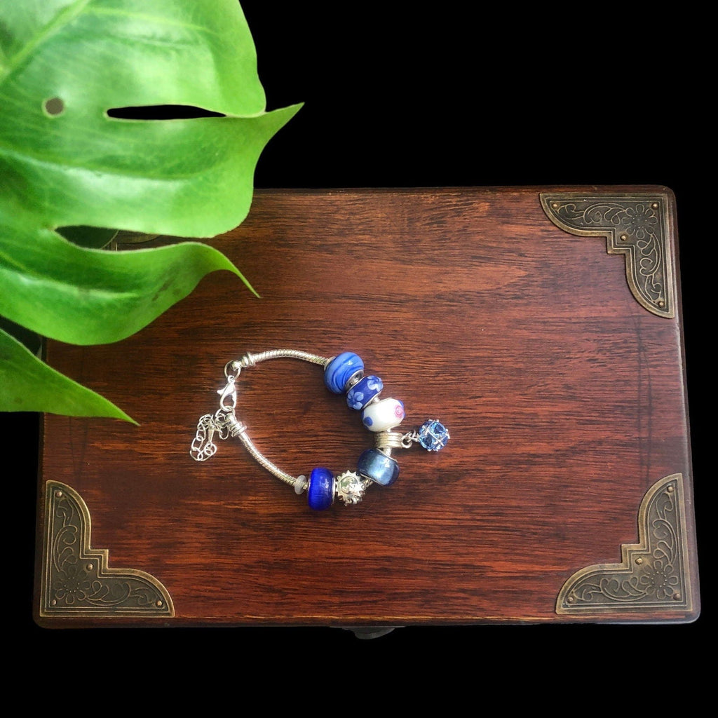 Blue Charm Bracelet With Rhinestones Silver Chamber Jewellery Store