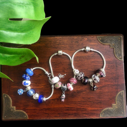 Blue Charm Bracelet With Rhinestones Silver Chamber Jewellery Store