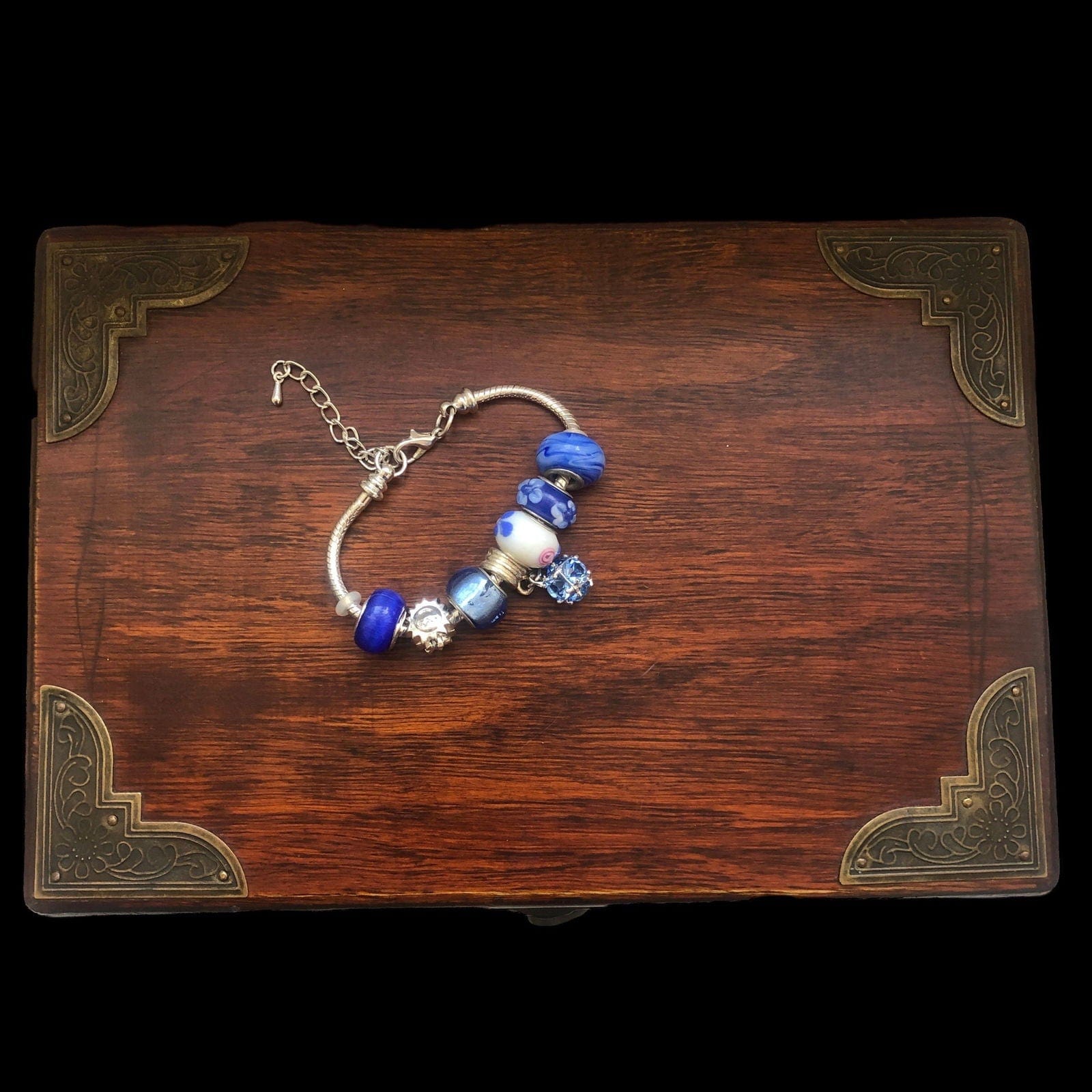 Blue Charm Bracelet With Rhinestones Silver Chamber Jewellery Store