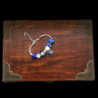 Blue Charm Bracelet With Rhinestones Silver Chamber Jewellery Store