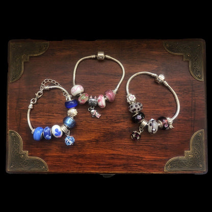 Blue Charm Bracelet With Rhinestones Silver Chamber Jewellery Store