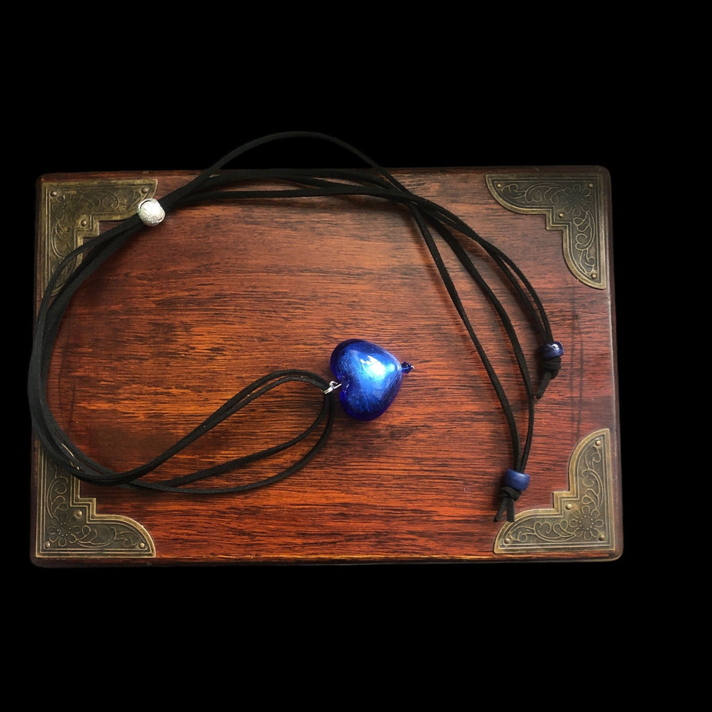 Blue Murano Glass Heart Pendant Necklace Silver Chamber Jewellery Store