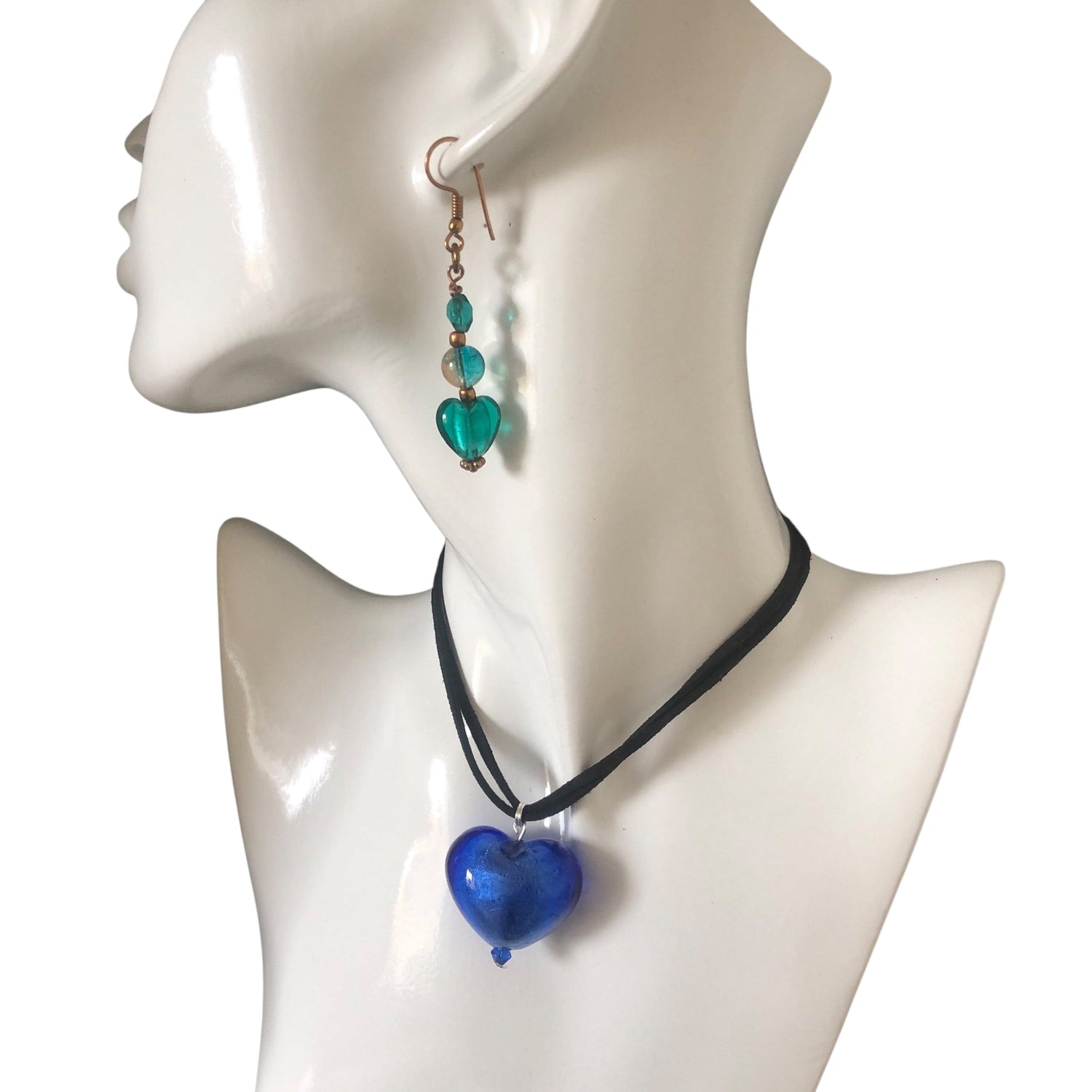 Blue Murano Glass Heart Pendant Necklace Silver Chamber Jewellery Store