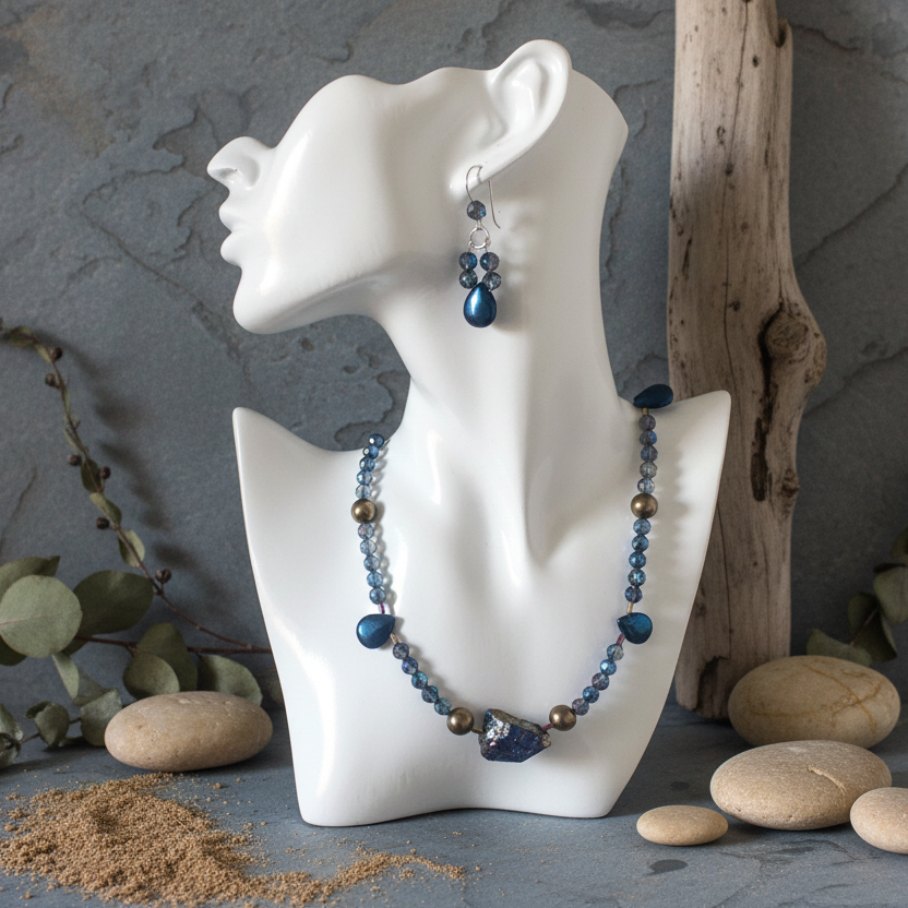 Blue Quartz and Hematite 925 Silver Dangle Earrings Silver Chamber Jewellery Store