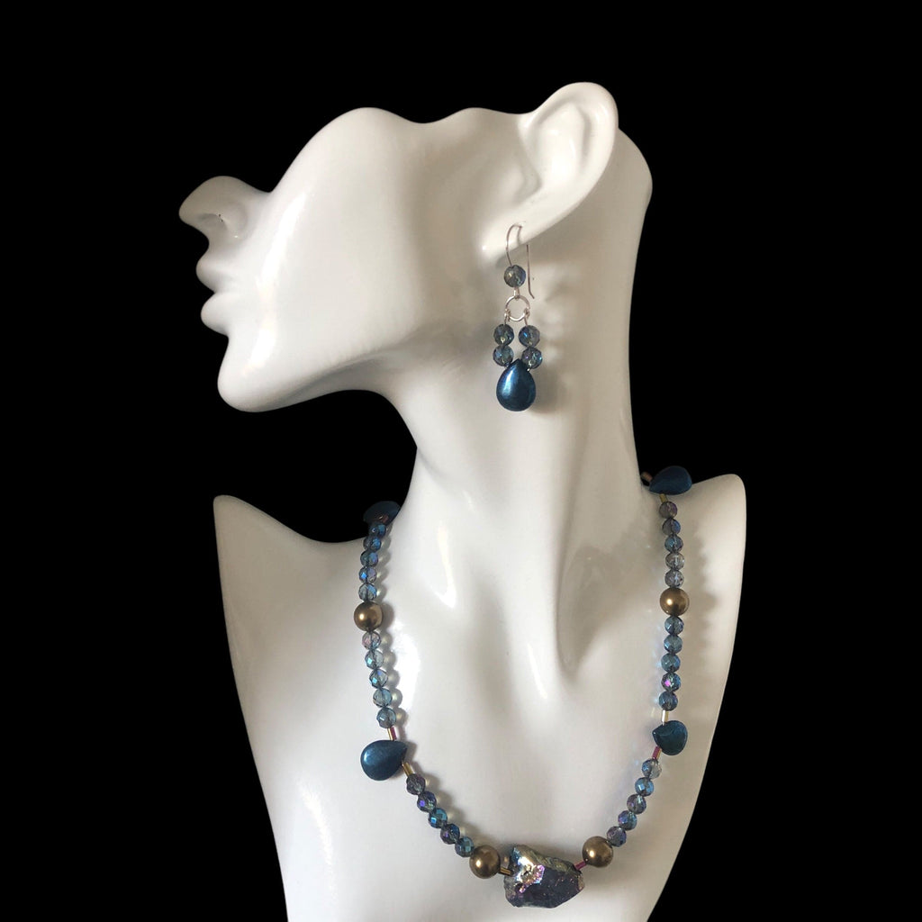 Blue Quartz and Hematite 925 Silver Dangle Earrings Silver Chamber Jewellery Store