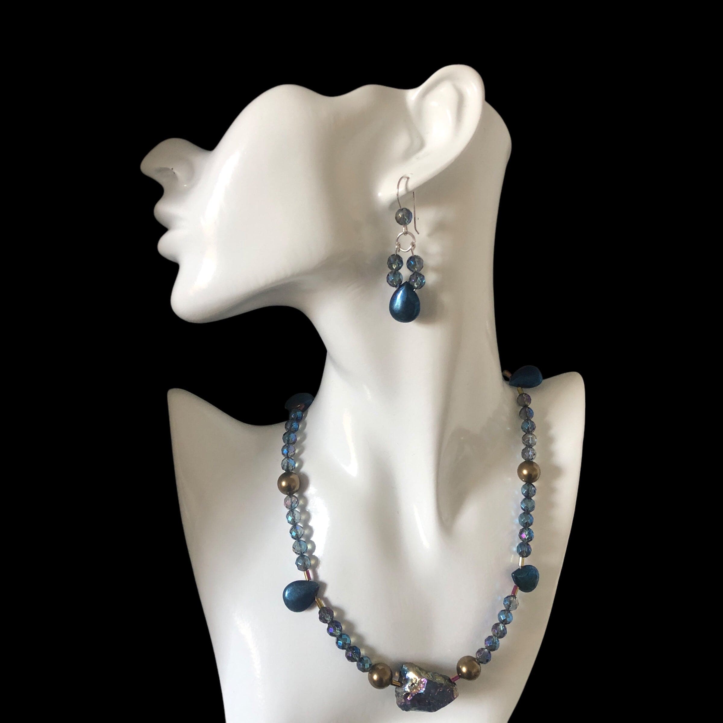 Blue Quartz and Hematite 925 Silver Dangle Earrings Silver Chamber Jewellery Store