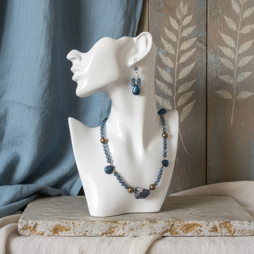 Blue Quartz and Hematite 925 Silver Dangle Earrings Silver Chamber Jewellery Store