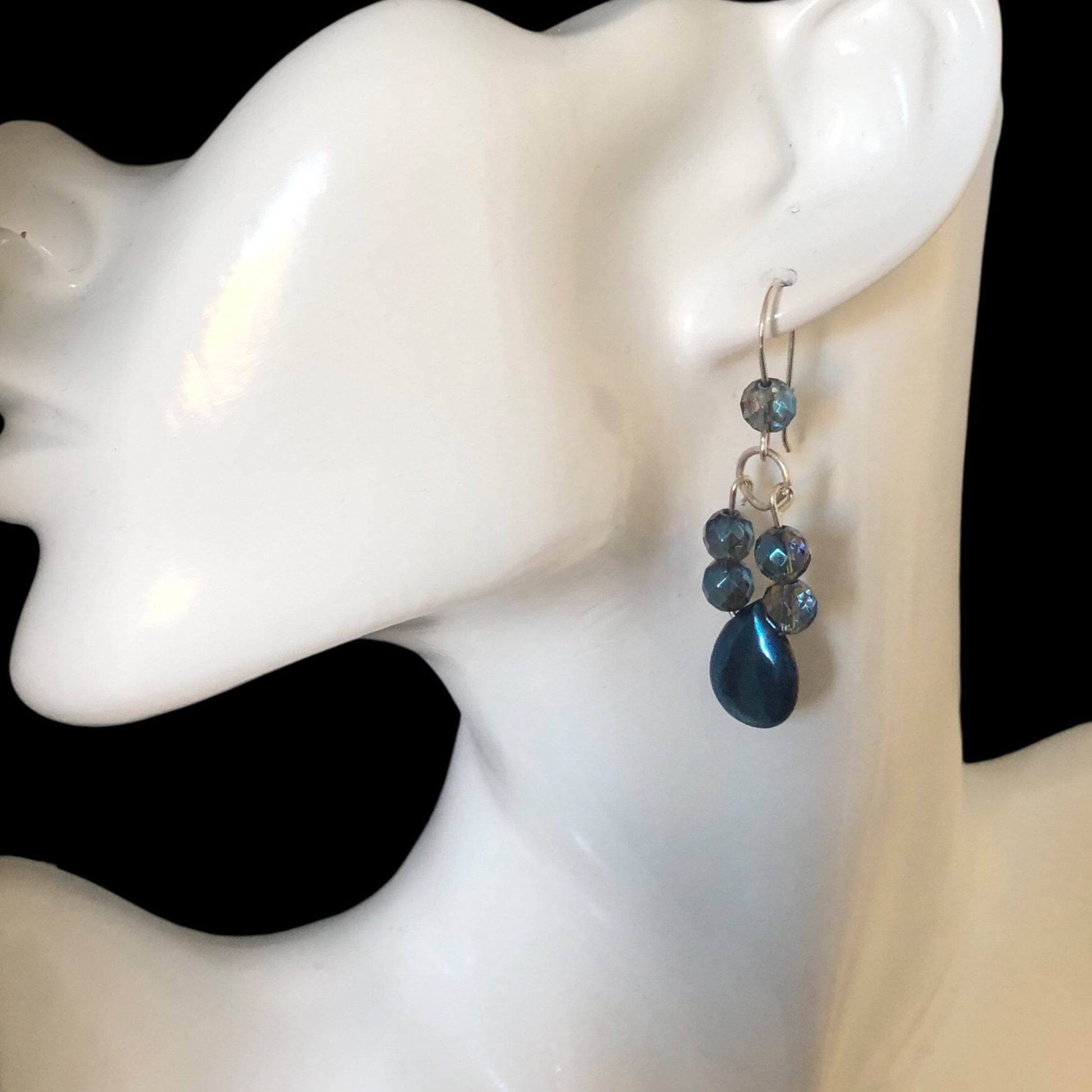 Blue Quartz and Hematite 925 Silver Dangle Earrings Silver Chamber Jewellery Store