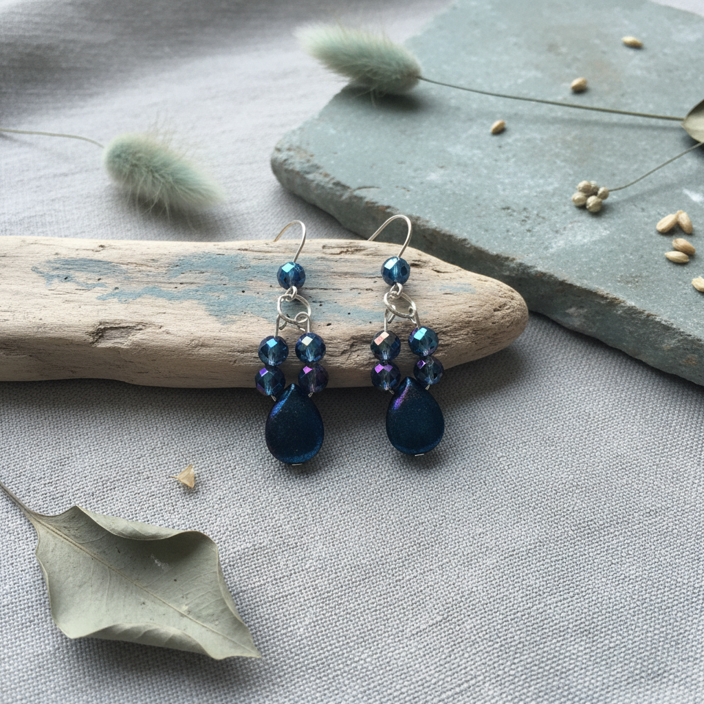 Blue Quartz and Hematite 925 Silver Dangle Earrings Silver Chamber Jewellery Store