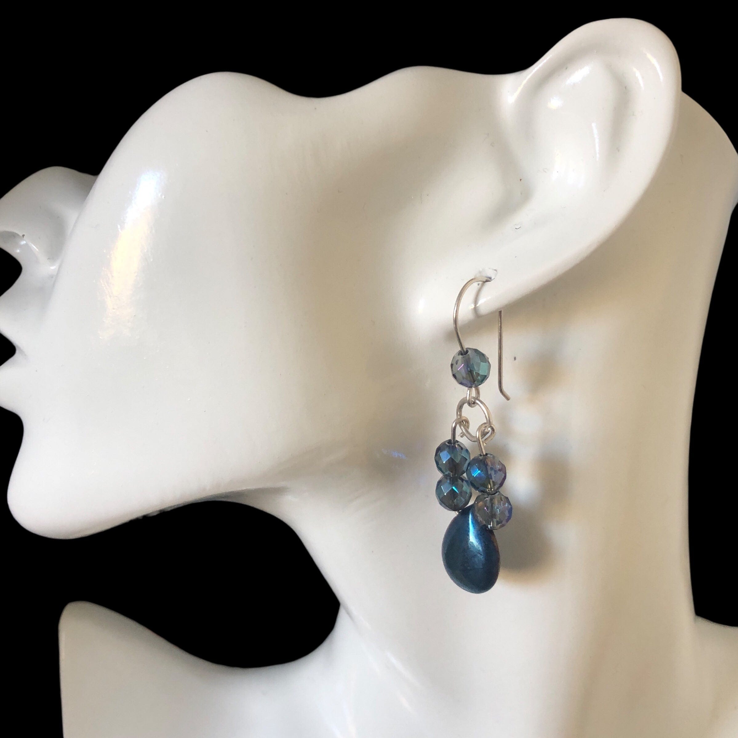 Blue Quartz and Hematite 925 Silver Dangle Earrings Silver Chamber Jewellery Store