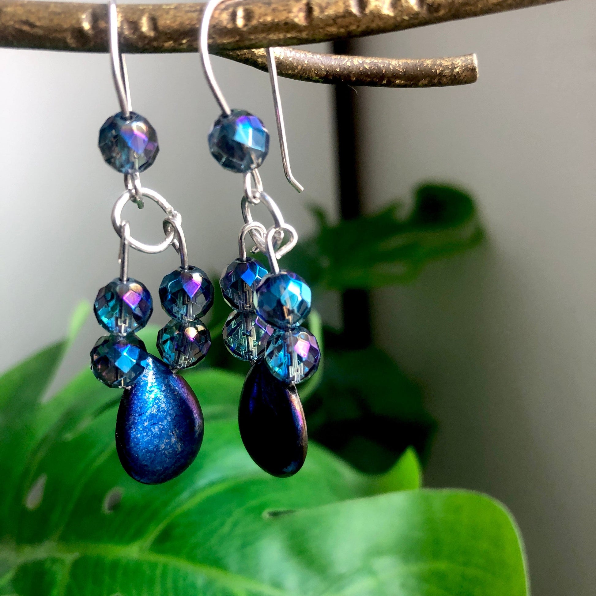 Blue Quartz and Hematite 925 Silver Dangle Earrings Silver Chamber Jewellery Store