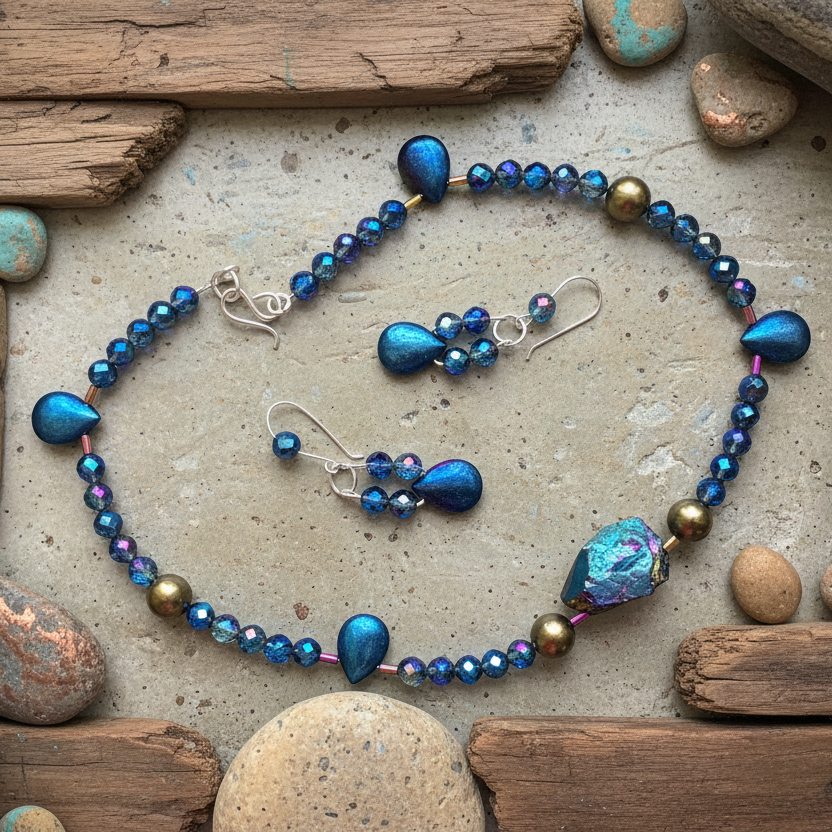 Blue Quartz and Hematite 925 Silver Dangle Earrings Silver Chamber Jewellery Store