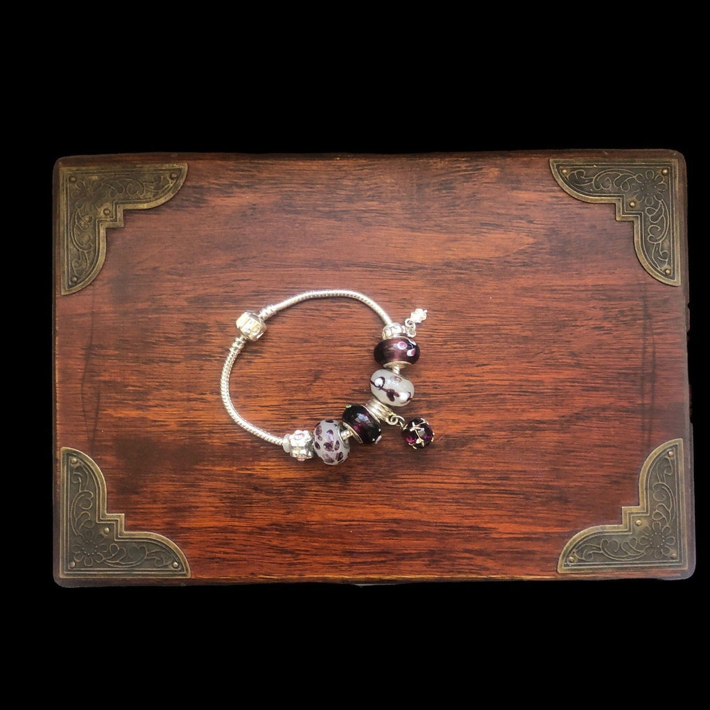 Burgundy Lampwork Charm Bracelet Silver Chamber Jewellery Store