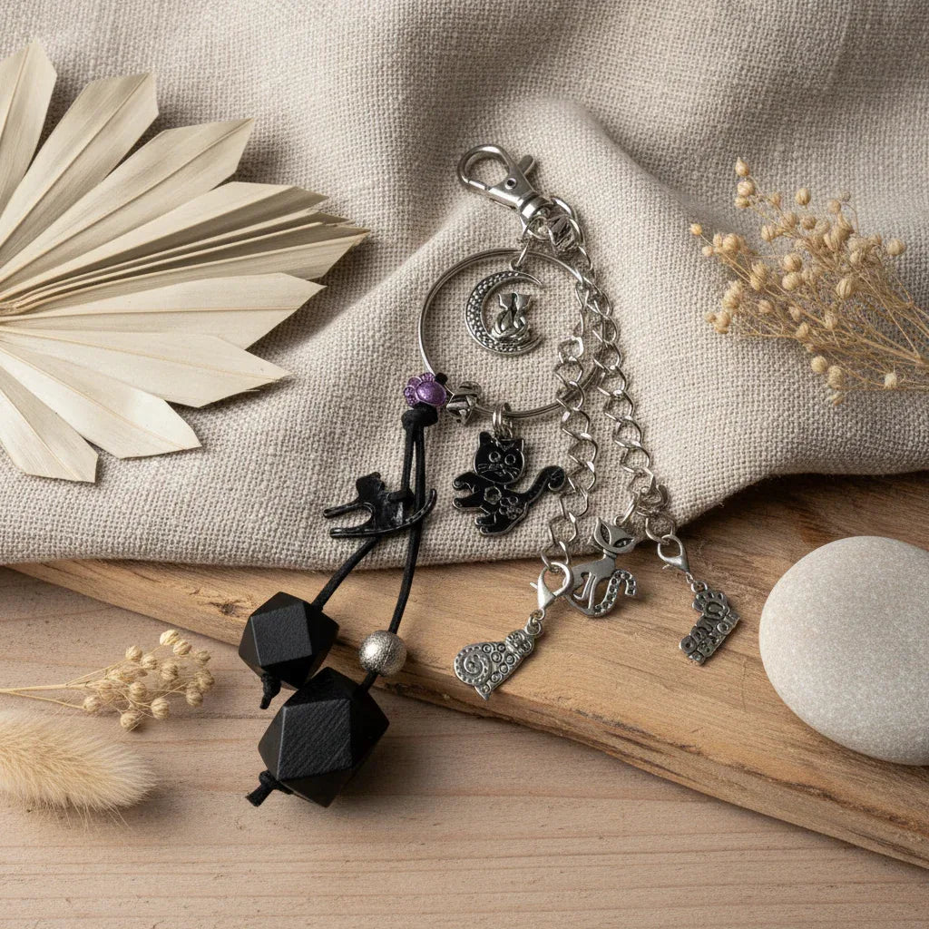 Cats Handmade Bag Charm - Silver Chamber Jewellery Store