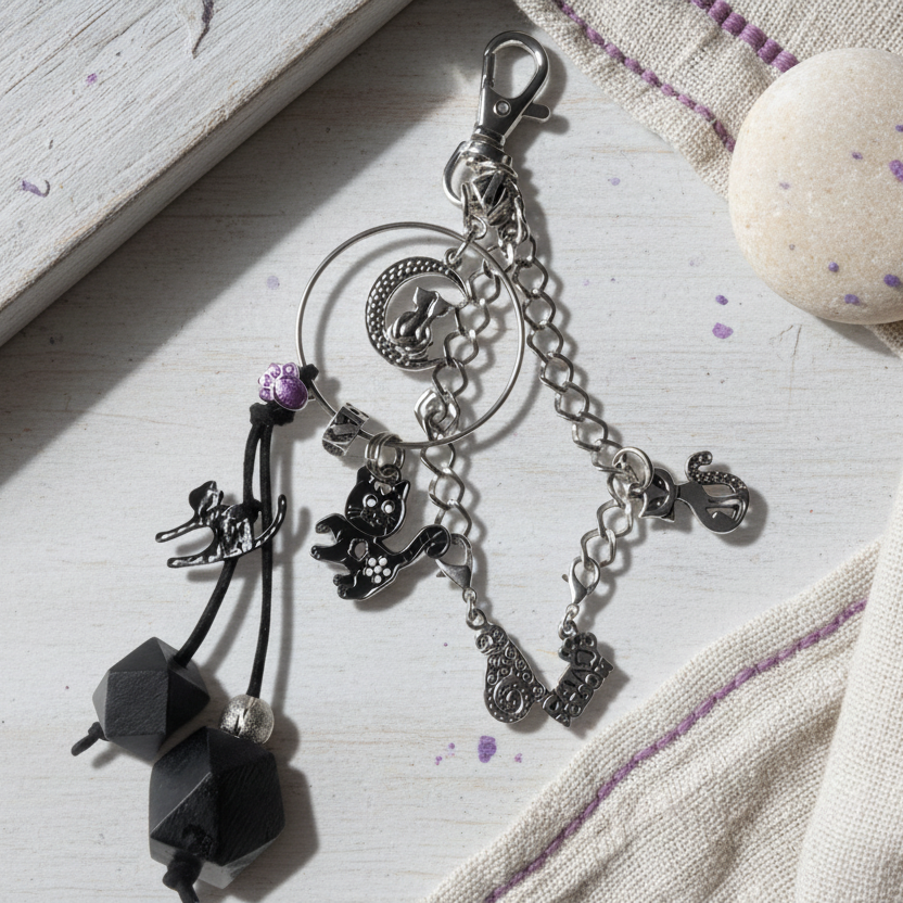 Cats Handmade Bag Charm