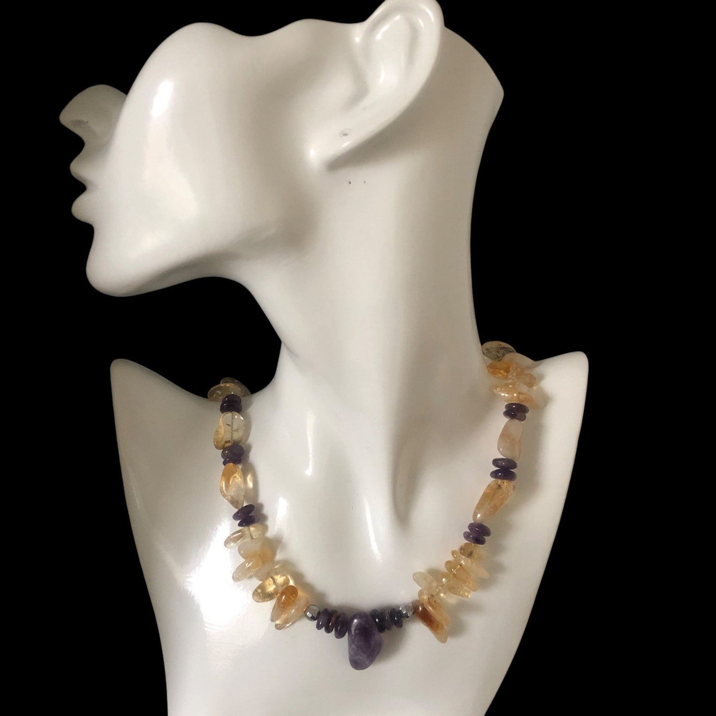 Citrine and Amethyst Beaded Necklace Silver Chamber Jewellery Store