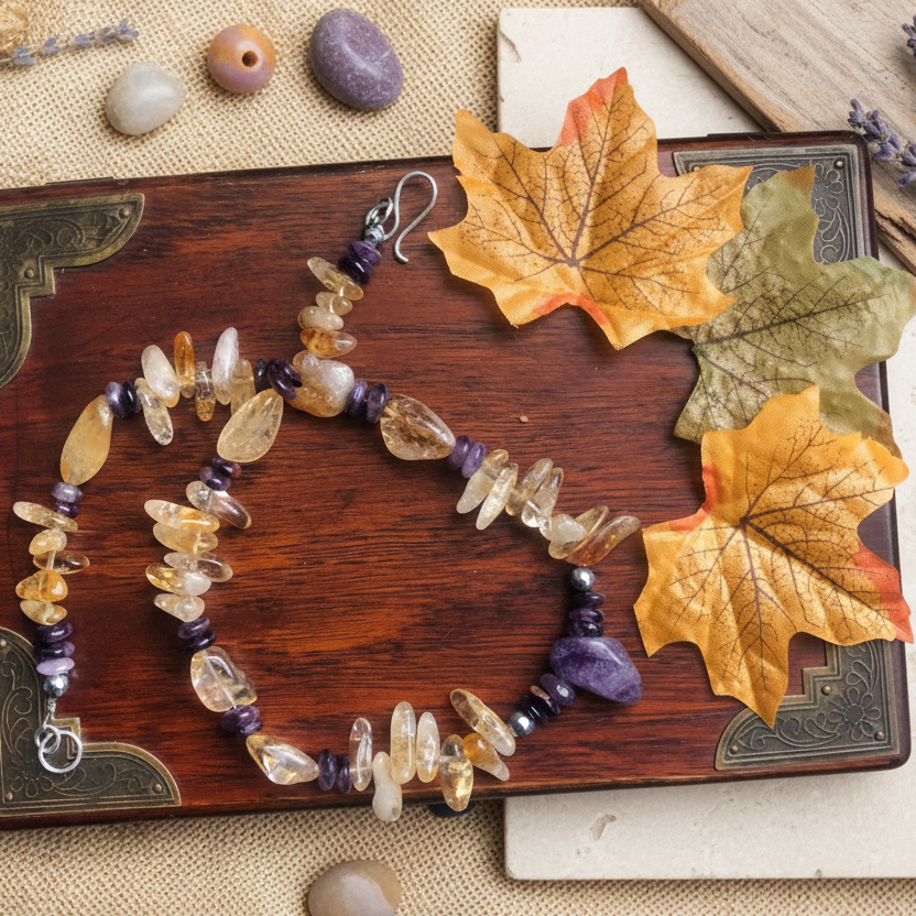 Citrine and Amethyst Beaded Necklace - Silver Chamber Jewellery Store