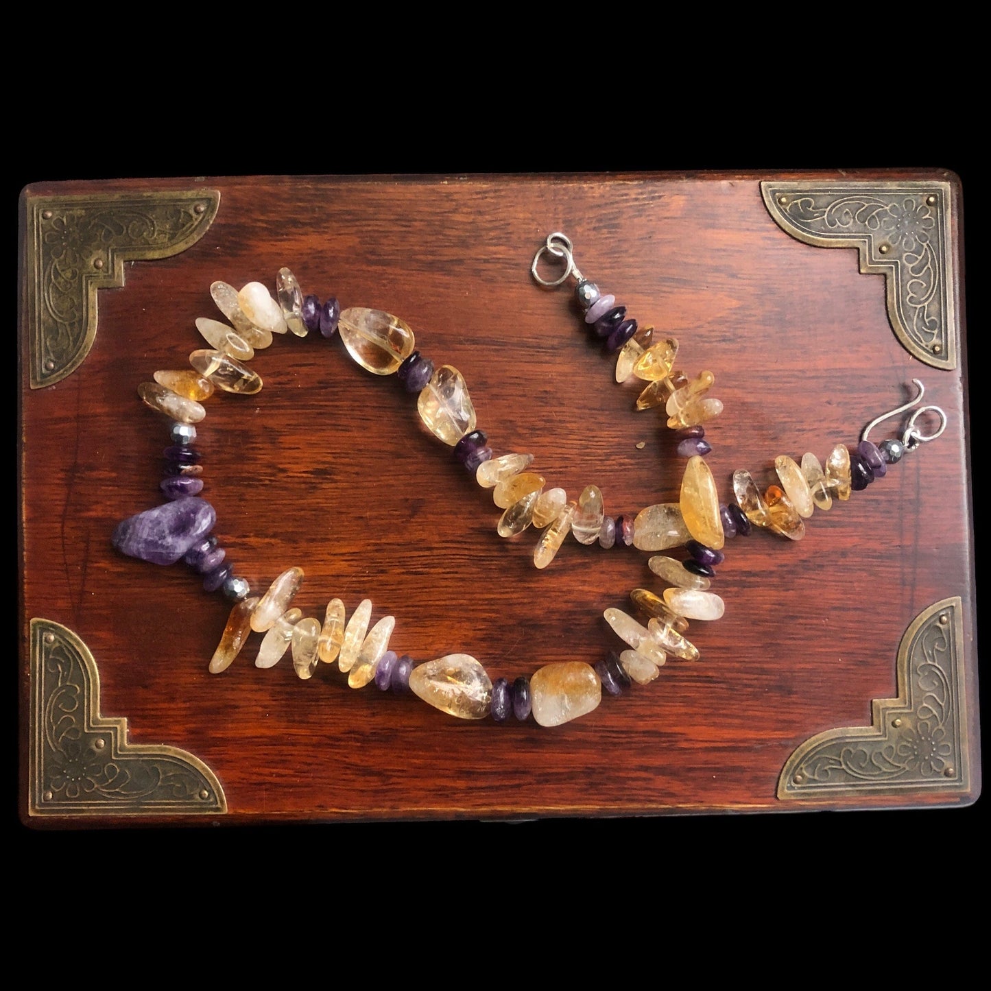 Citrine and Amethyst Beaded Necklace Silver Chamber Jewellery Store