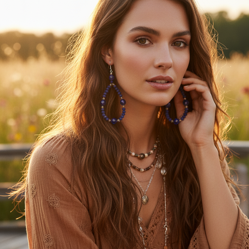 Cobalt Blue Statement Crystal Earrings