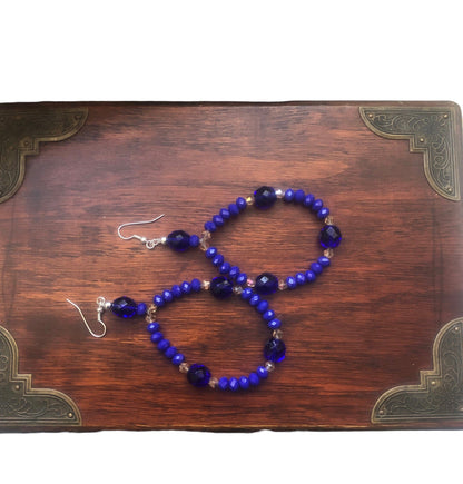 Cobalt Blue Statement Crystal Earrings Silver Chamber Jewellery Store