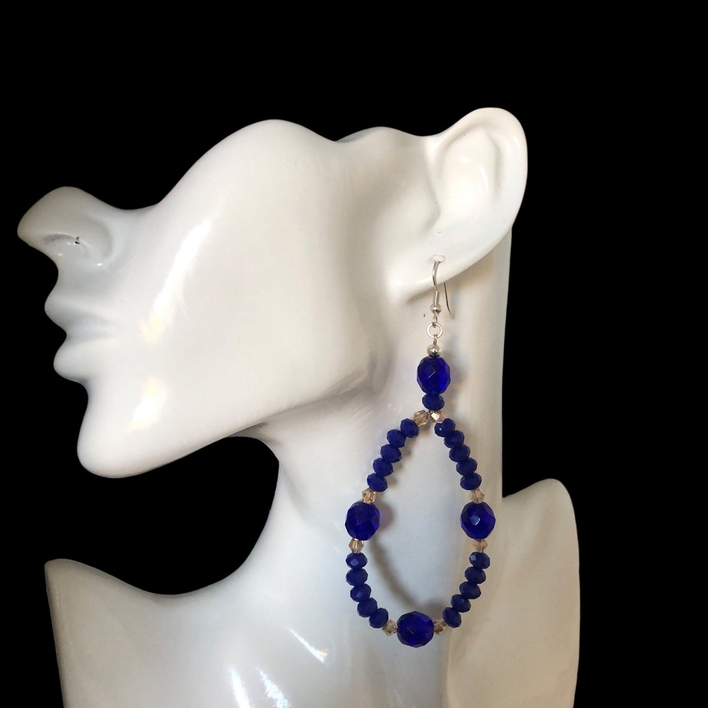 Cobalt Blue Statement Crystal Earrings Silver Chamber Jewellery Store