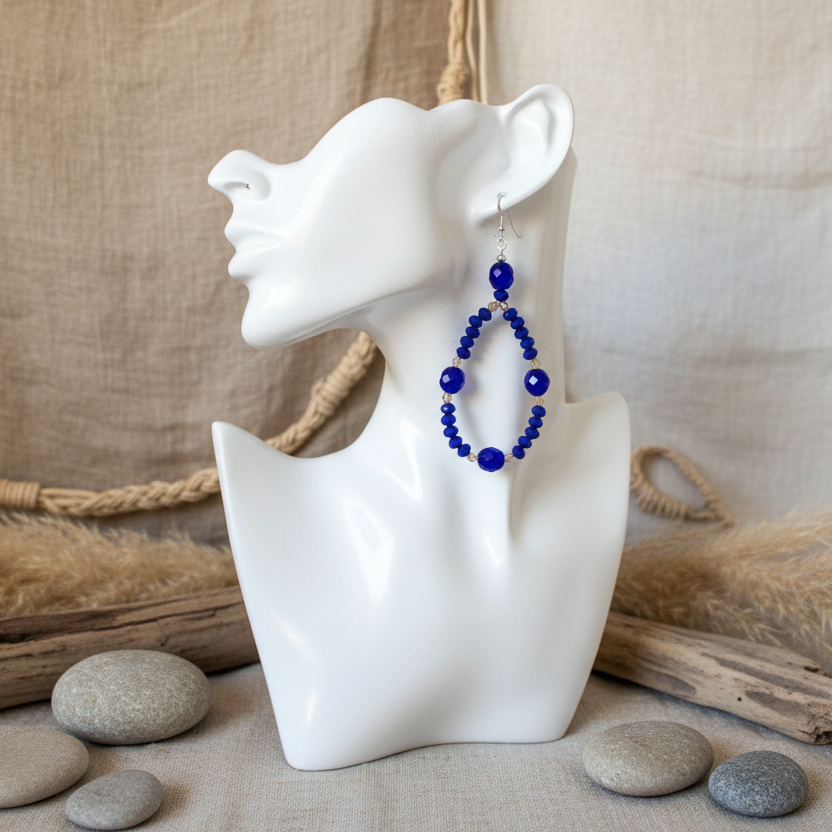 Cobalt Blue Statement Crystal Earrings Silver Chamber Jewellery Store