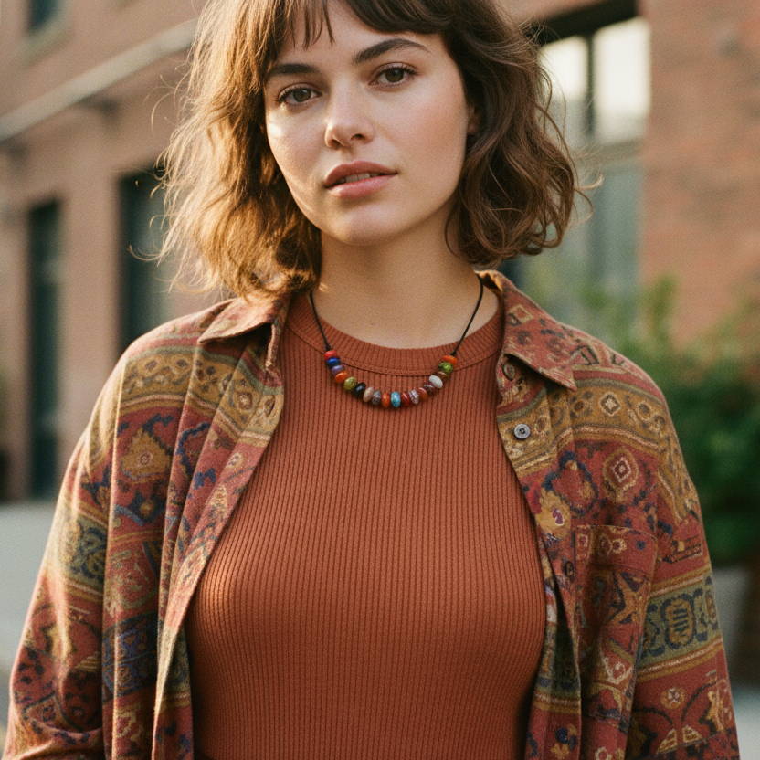 Colourful Beaded Leather Cord Necklace