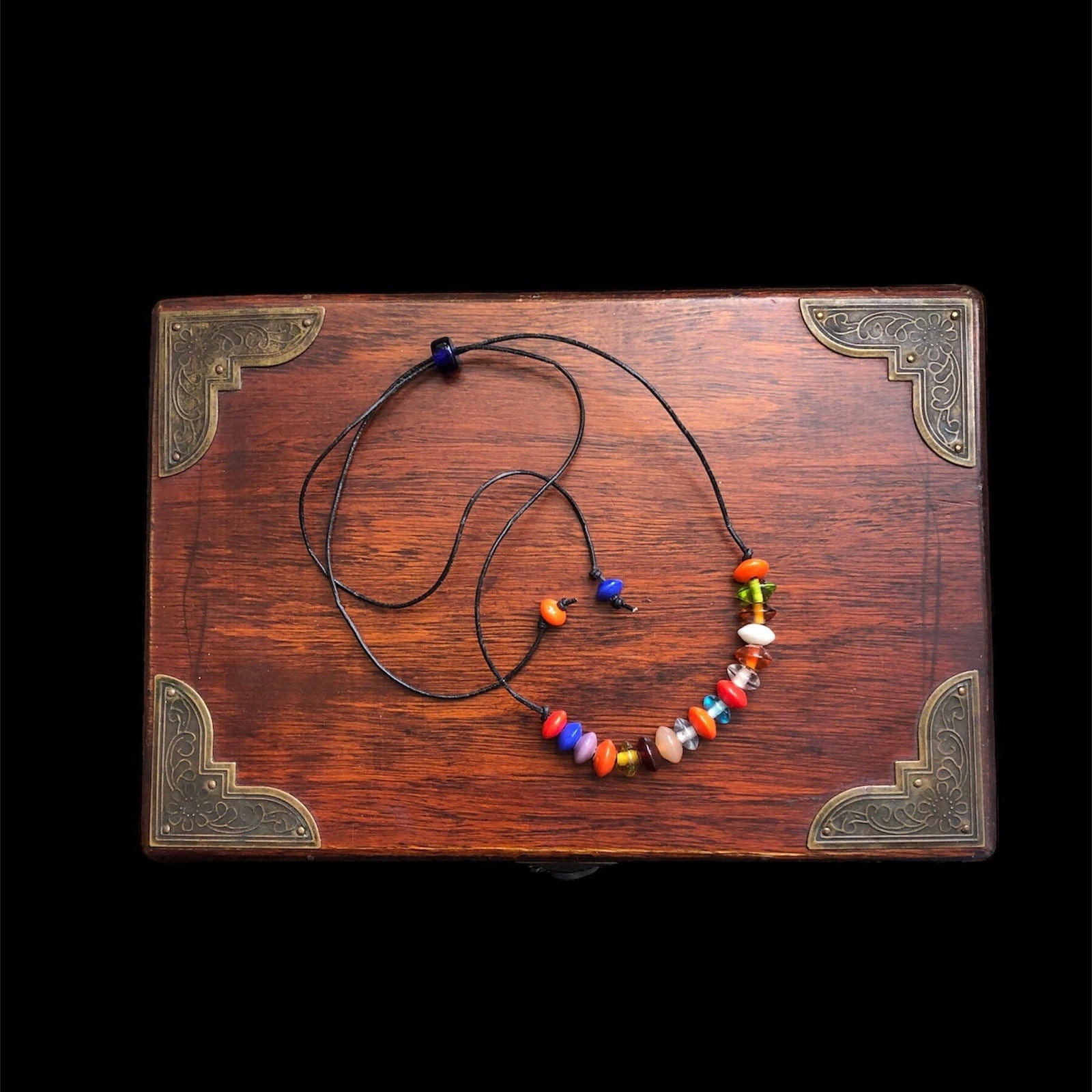 Colourful Beaded Leather Cord Necklace Silver Chamber Jewellery Store