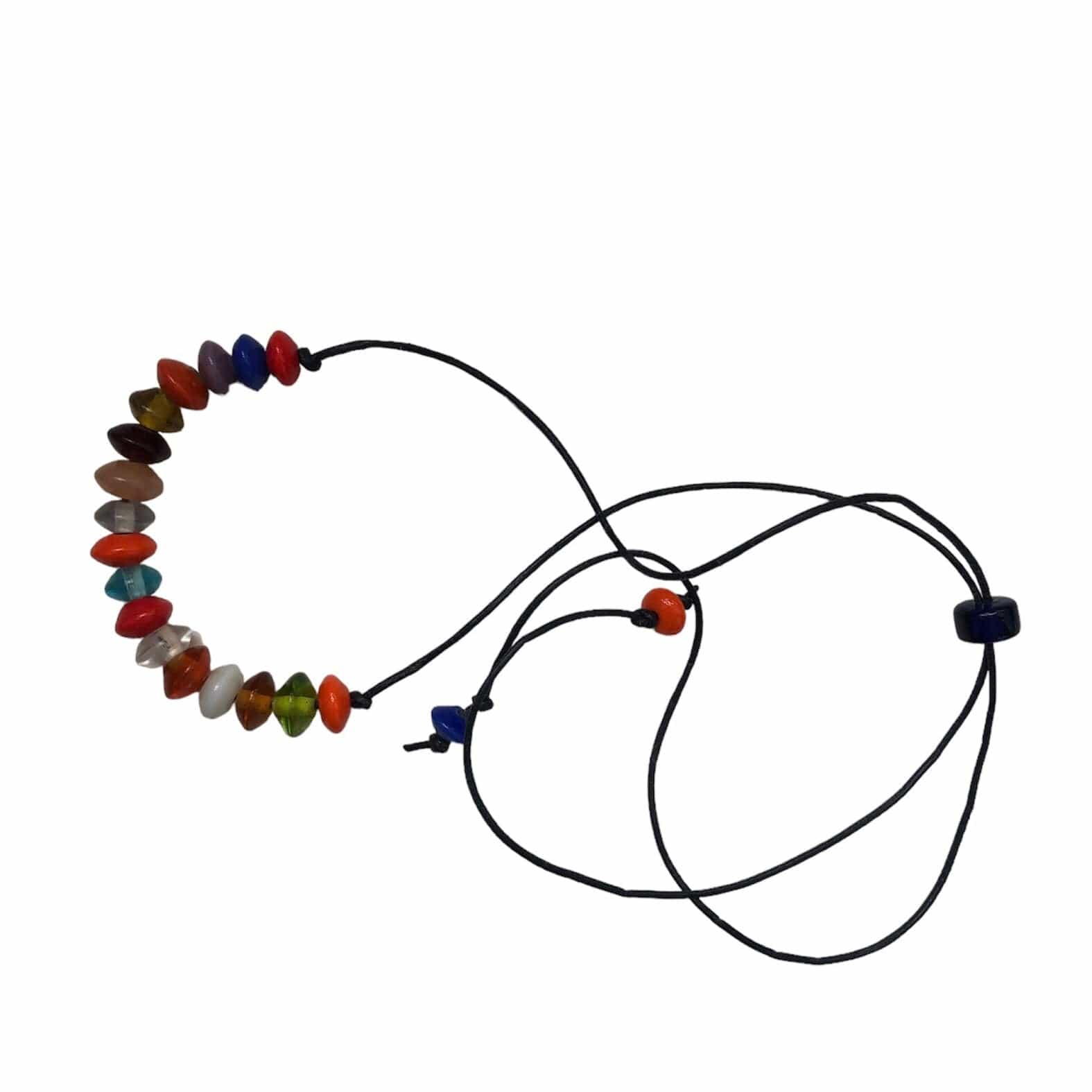 Colourful Beaded Leather Cord Necklace Silver Chamber Jewellery Store