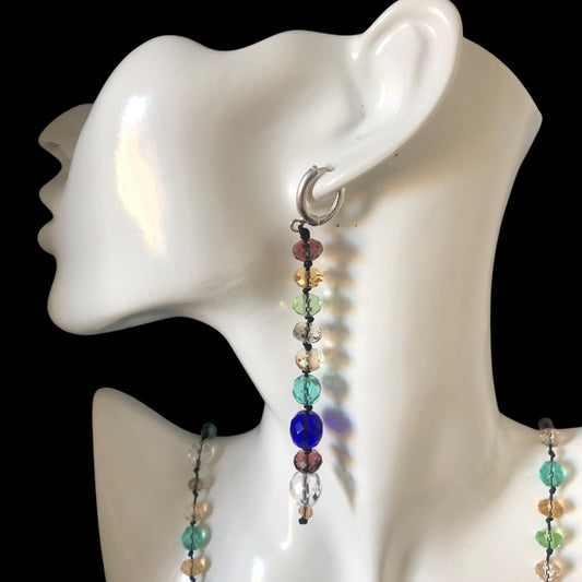 Colourful Crystals Beaded Earrings Silver Chamber Jewellery Store