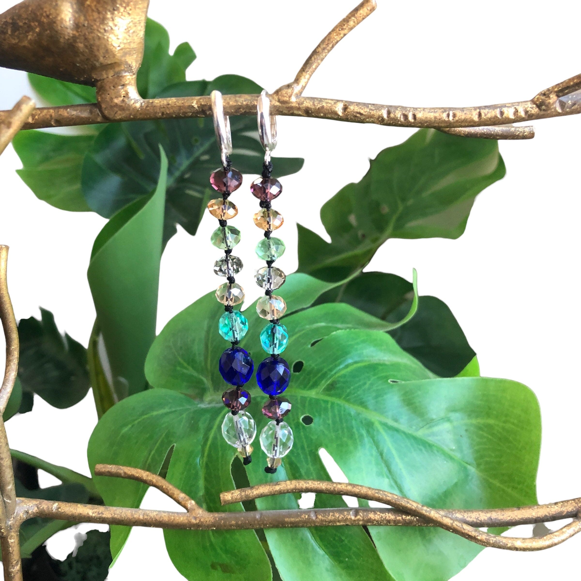 Colourful Crystals Beaded Earrings Silver Chamber Jewellery Store