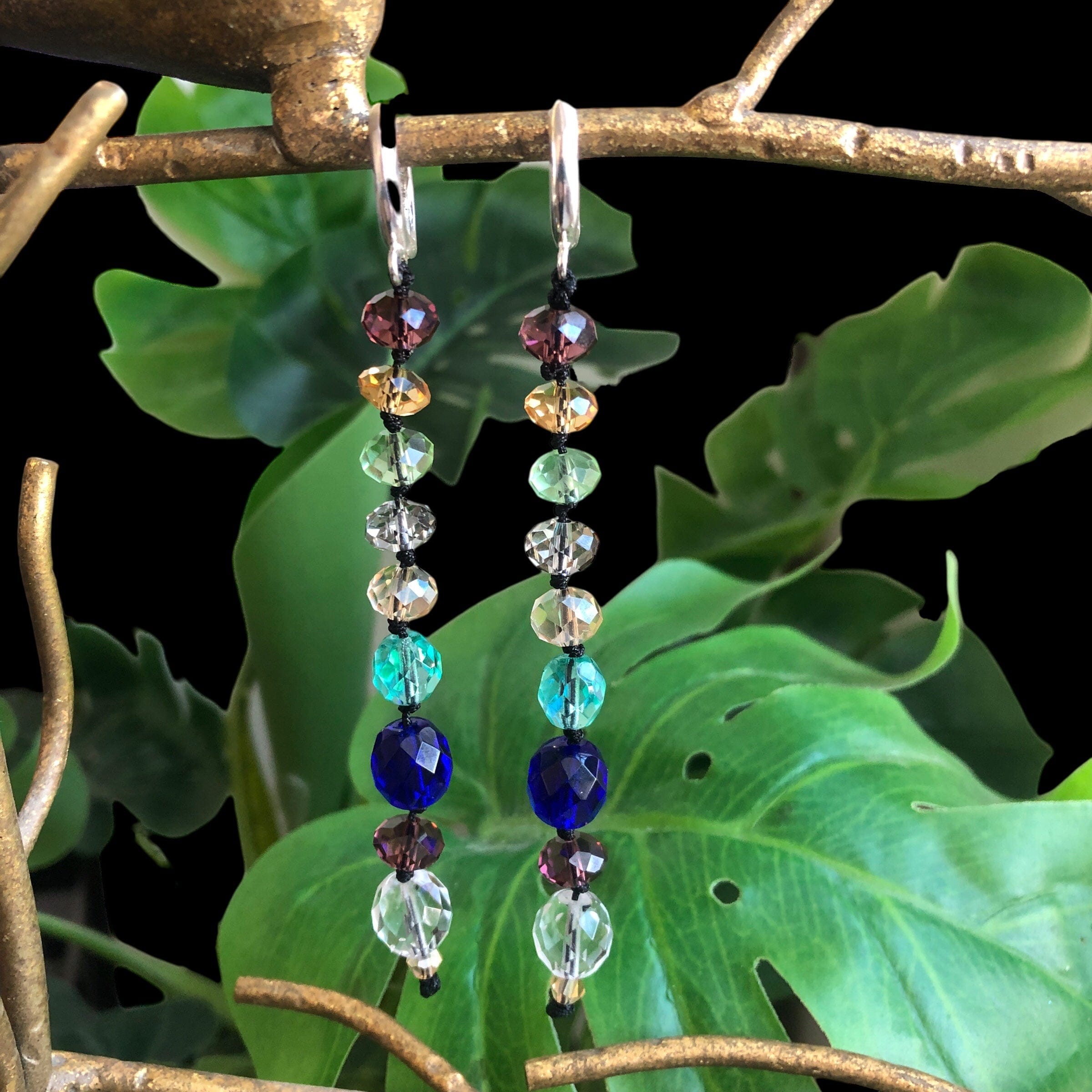 Colourful Crystals Beaded Earrings Silver Chamber Jewellery Store