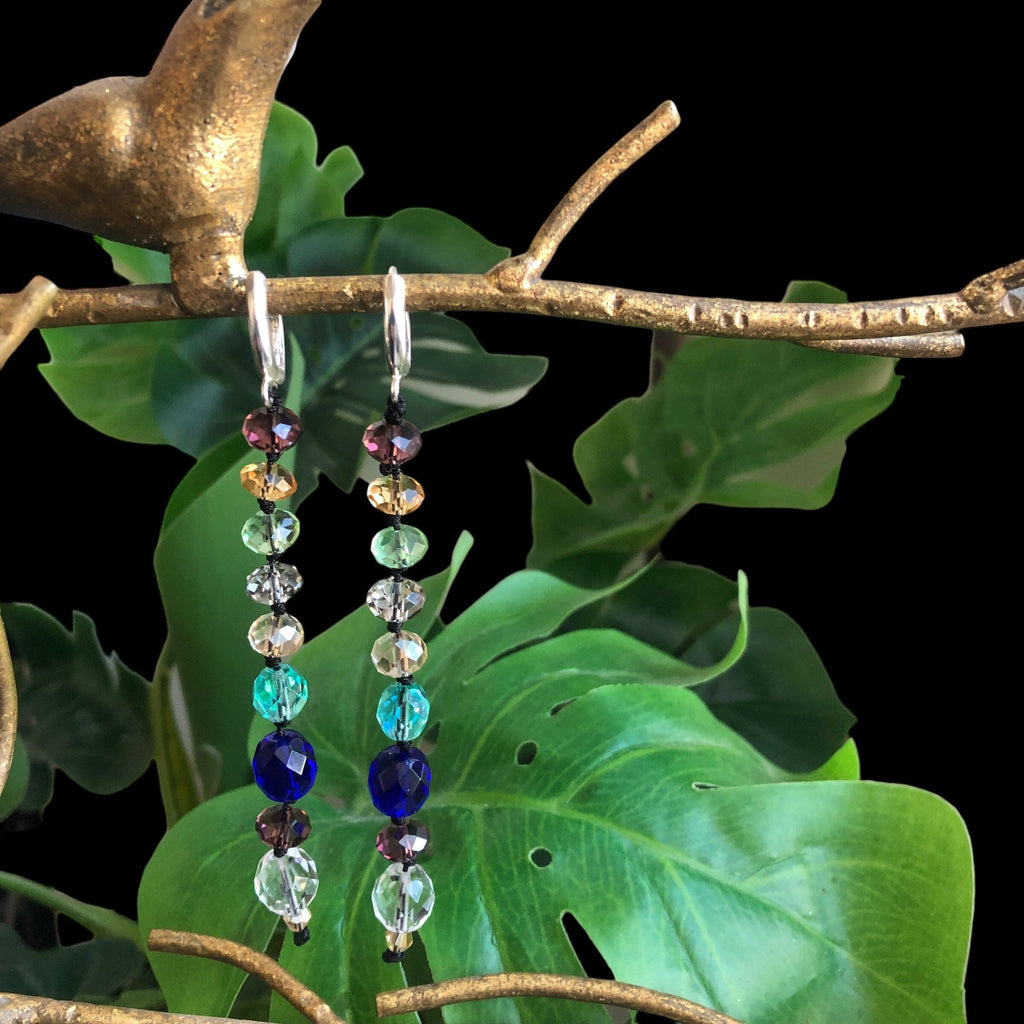 Colourful Crystals Beaded Earrings Silver Chamber Jewellery Store