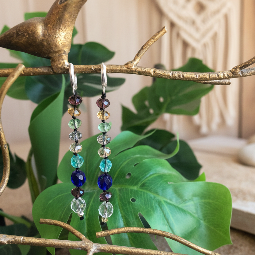 Colourful Crystals Beaded Earrings Silver Chamber Jewellery Store