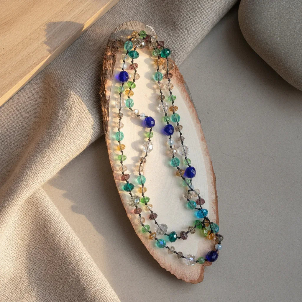 Colourful Crystals Beaded Necklace - Silver Chamber Jewellery Store