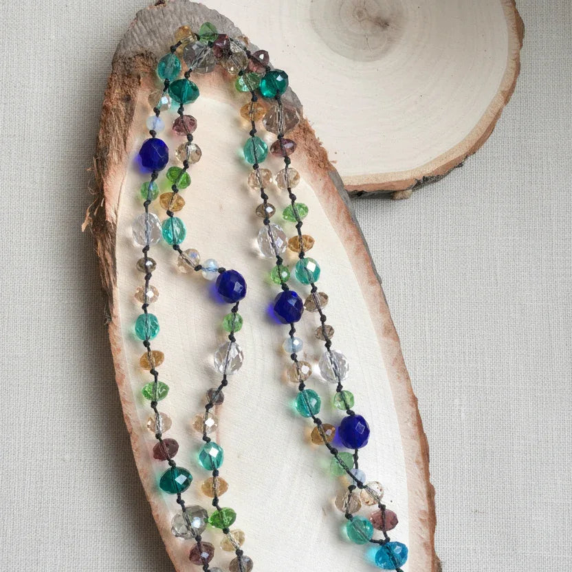 Colourful Crystals Beaded Necklace - Silver Chamber Jewellery Store