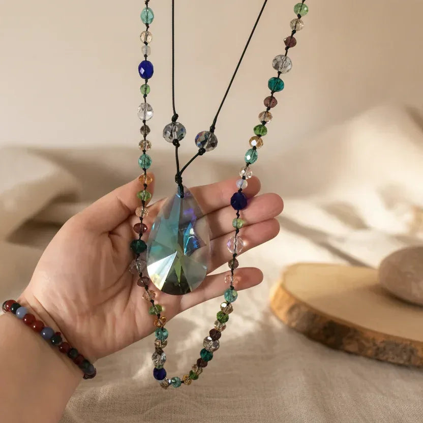 Colourful Crystals Beaded Necklace - Silver Chamber Jewellery Store