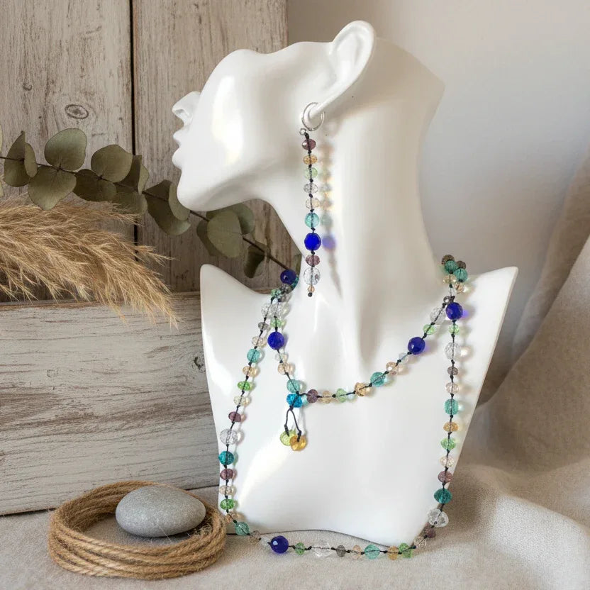 Colourful Crystals Beaded Necklace - Silver Chamber Jewellery Store