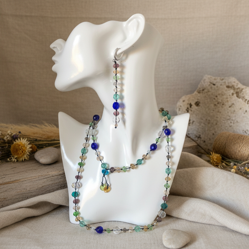 Colourful Crystals Beaded Earring