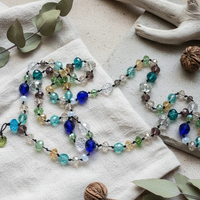 Colourful Crystals Beaded Necklace - Silver Chamber Jewellery Store