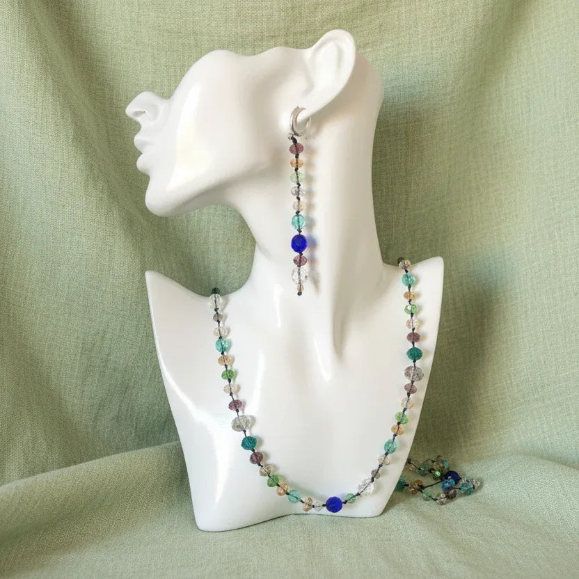Colourful Crystals Beaded Necklace - Silver Chamber Jewellery Store