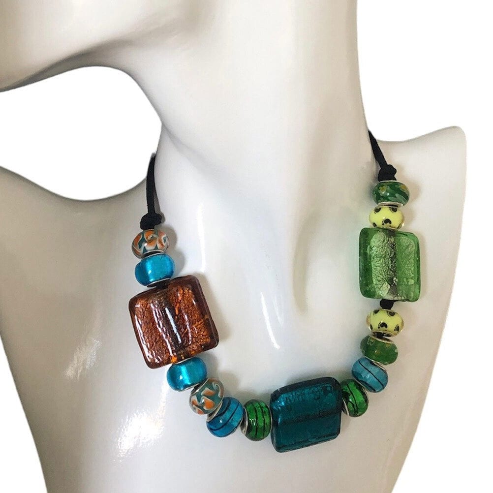 Colourful Glass Statement Necklace Silver Chamber Jewellery Store